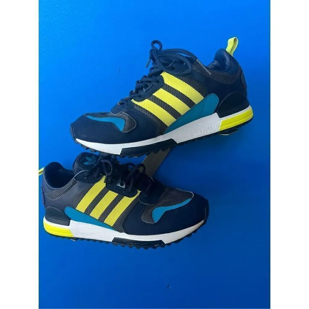 Adidas ZX 700 HD Mens Size 8.5 Navy Blue Yellow Athletic Running Shoes Sneakers